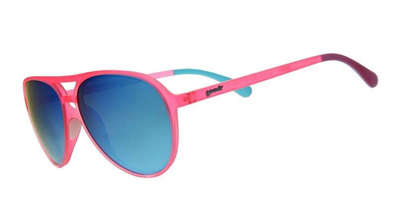 Carl is mijn copiloot | roze pilotenbril met blauwe glazen | Goodr MACH G