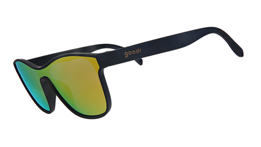 From Zero to Blitzed |schwarze Sonnenbrille im futuristischen Stil mit bernsteinfarbenen Gläsern | goodr sunglasses